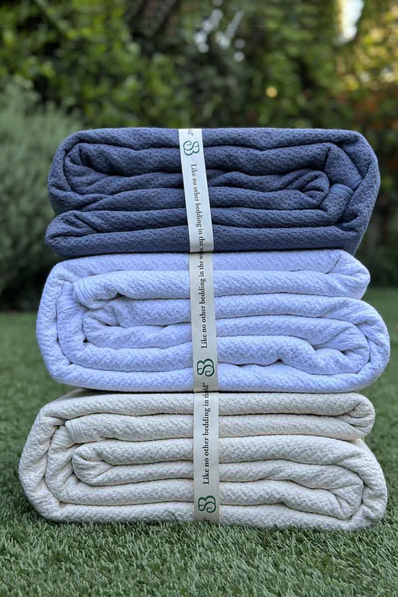 100% Organic Cotton Honeycomb Jacquard Blanket - Image 5