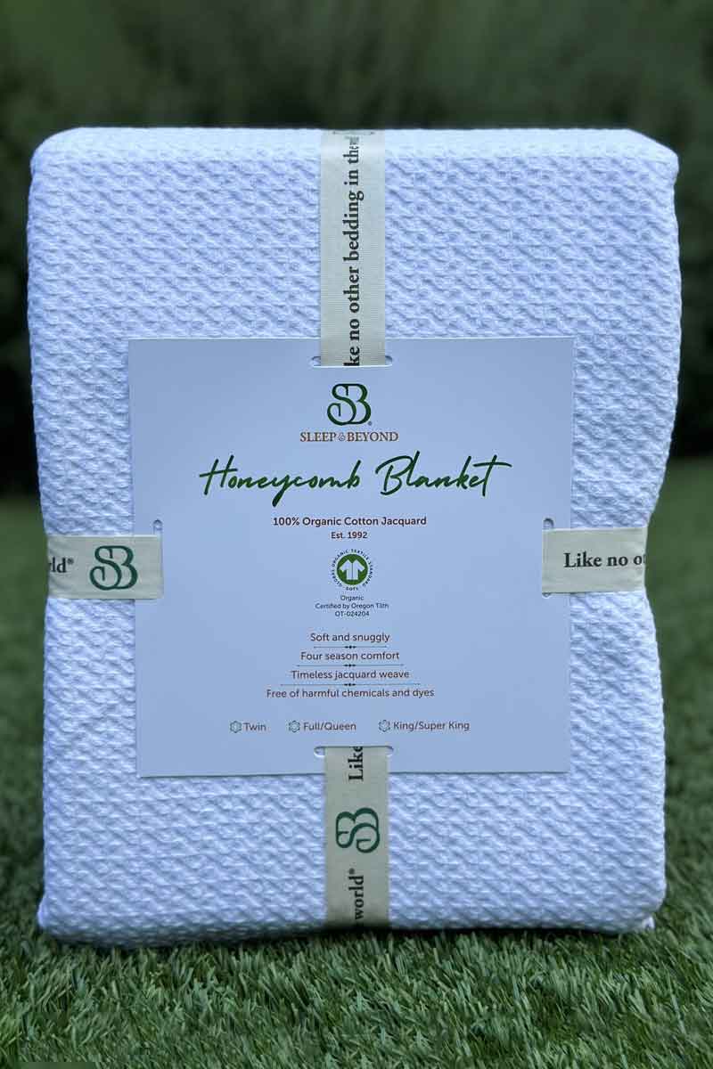 100% Organic Cotton Honeycomb Jacquard Blanket - Image 6