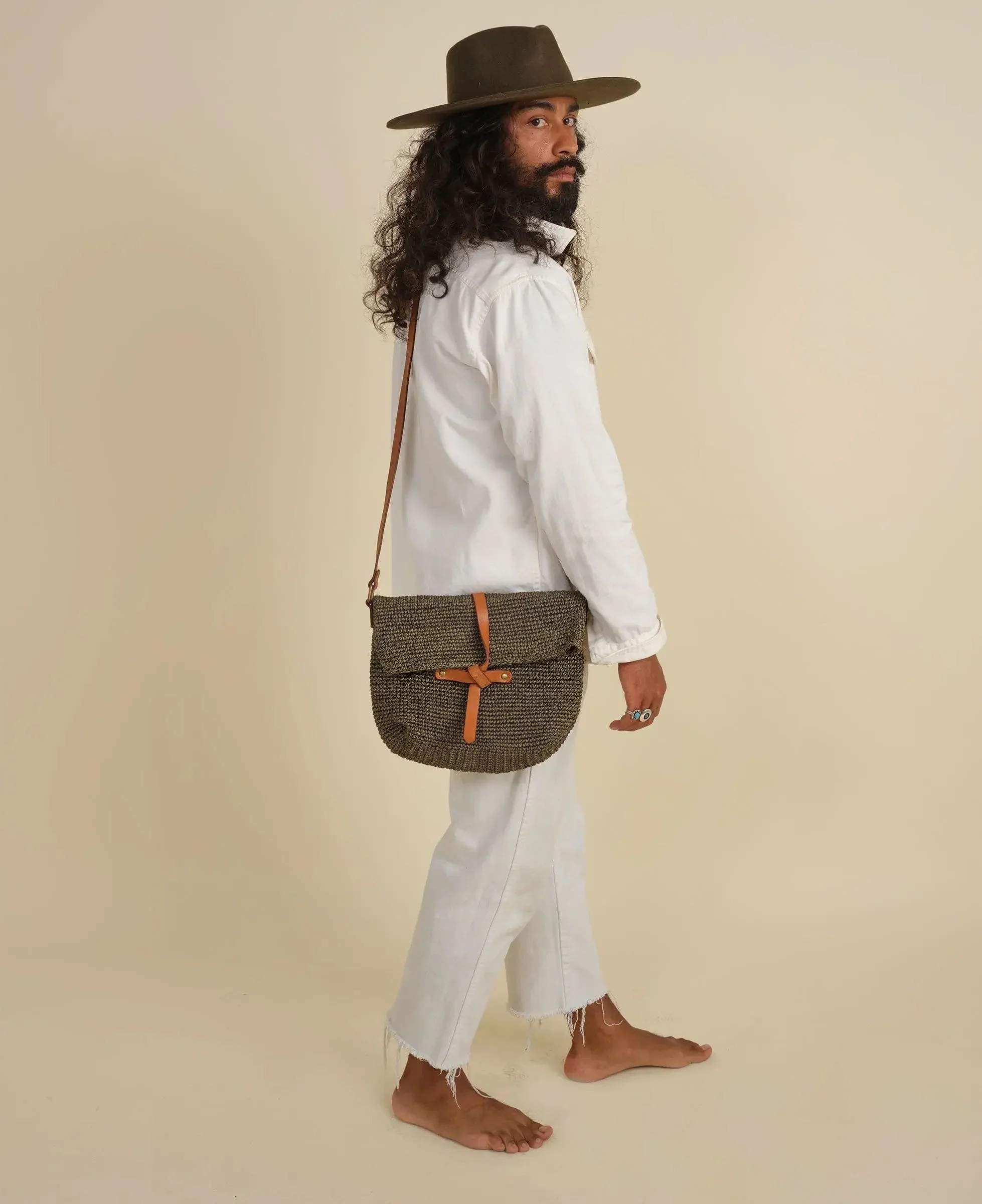 Sage Green Carmen Woven Crossbody Bag - Image 3
