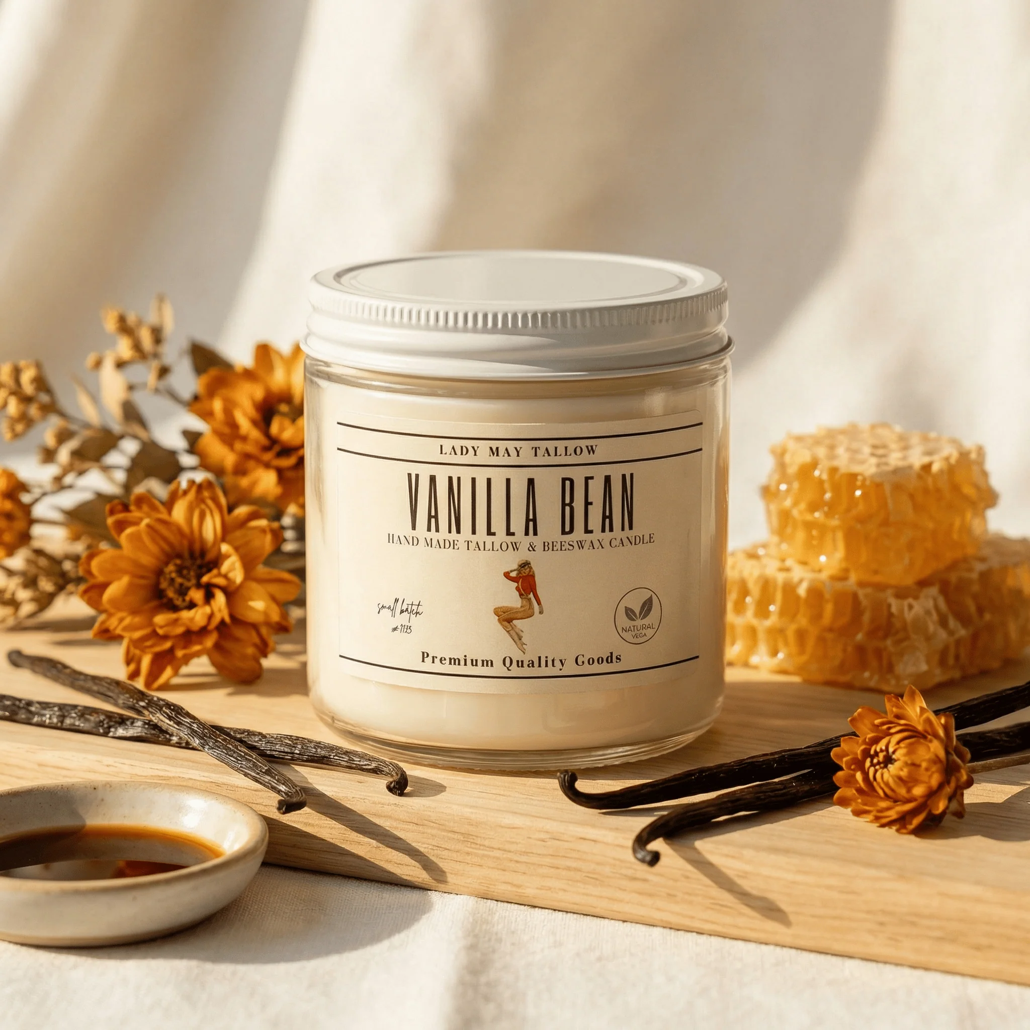 Lady May Tallow "Classic" Tallow & Beeswax Candle 16oz | 7 Natural Scents | Non-Toxic Clean Burning - Image 15