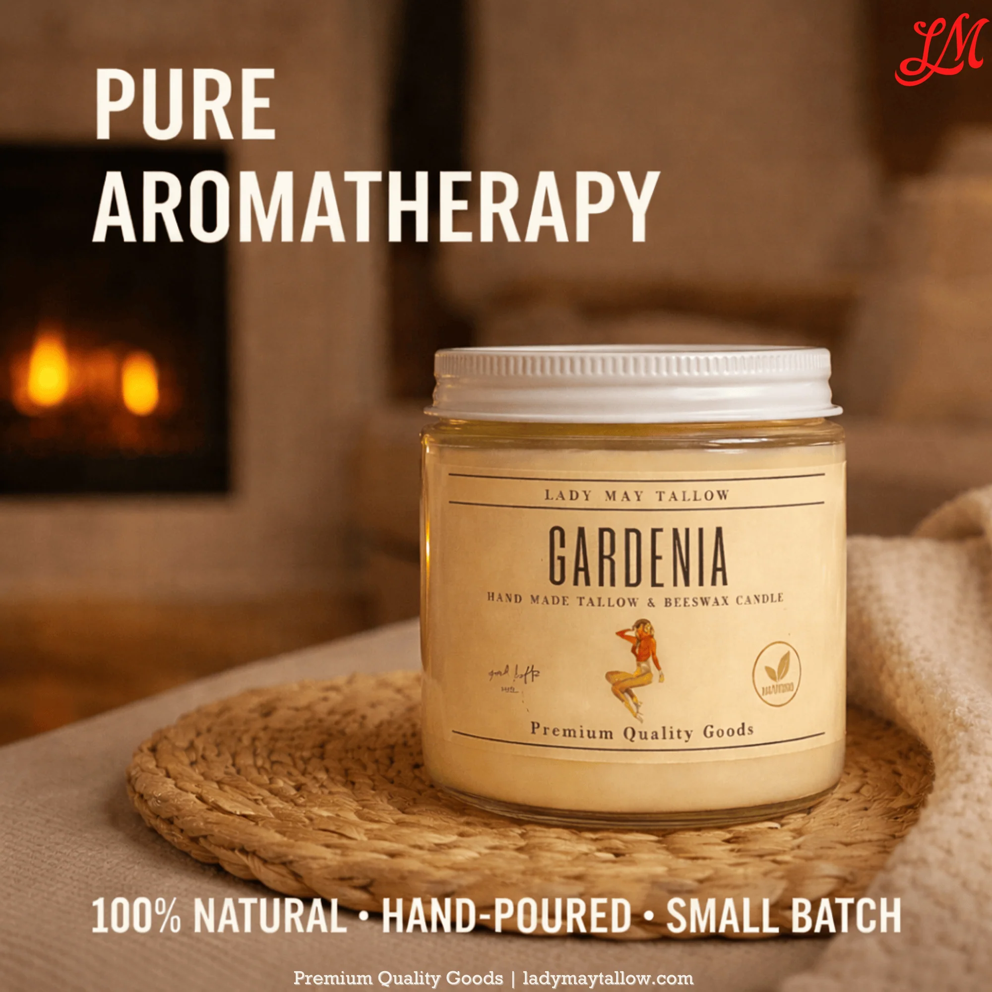 Lady May Tallow "Classic" Tallow & Beeswax Candle 16oz | 7 Natural Scents | Non-Toxic Clean Burning - Image 4
