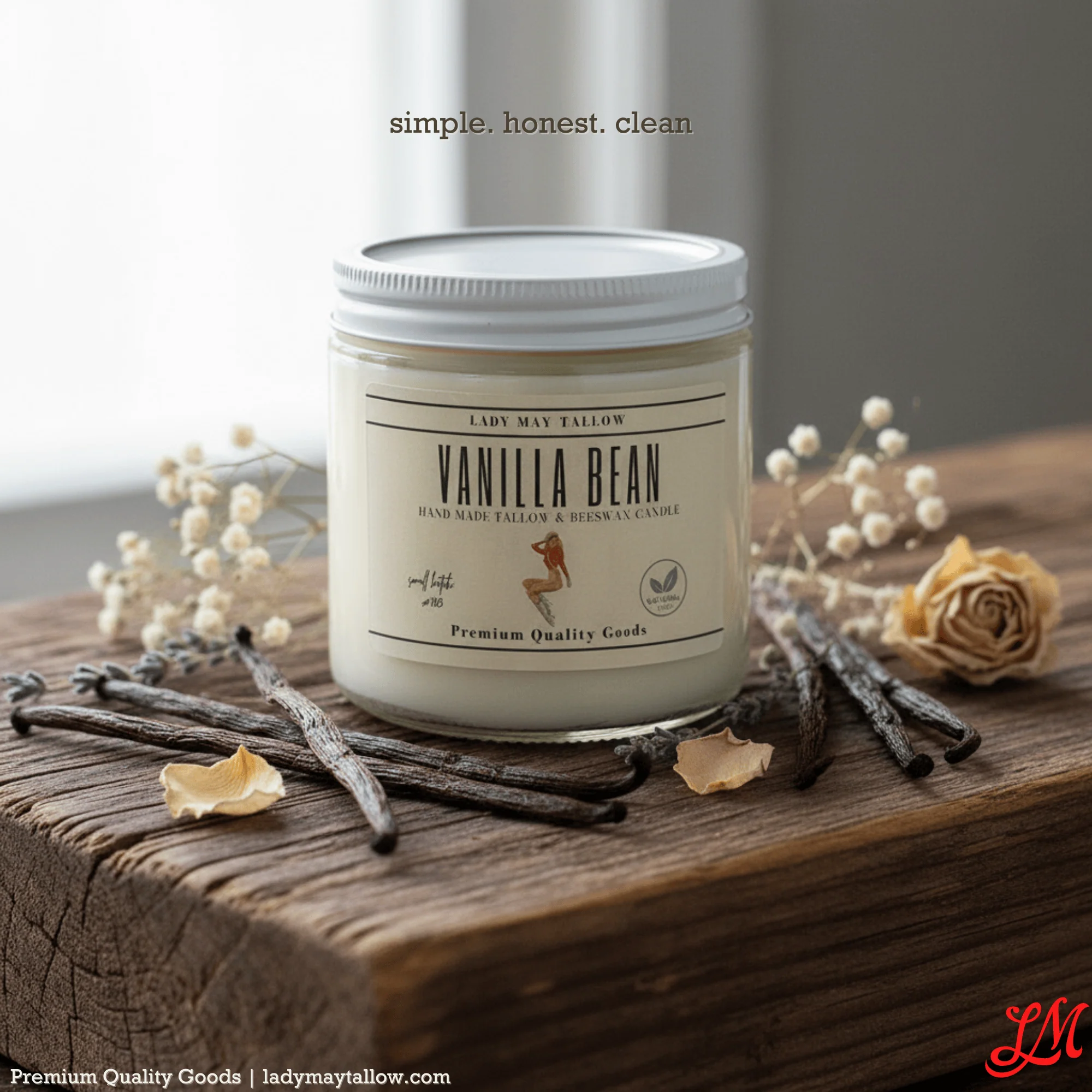 Lady May Tallow "Classic" Tallow & Beeswax Candle 16oz | 7 Natural Scents | Non-Toxic Clean Burning - Image 6