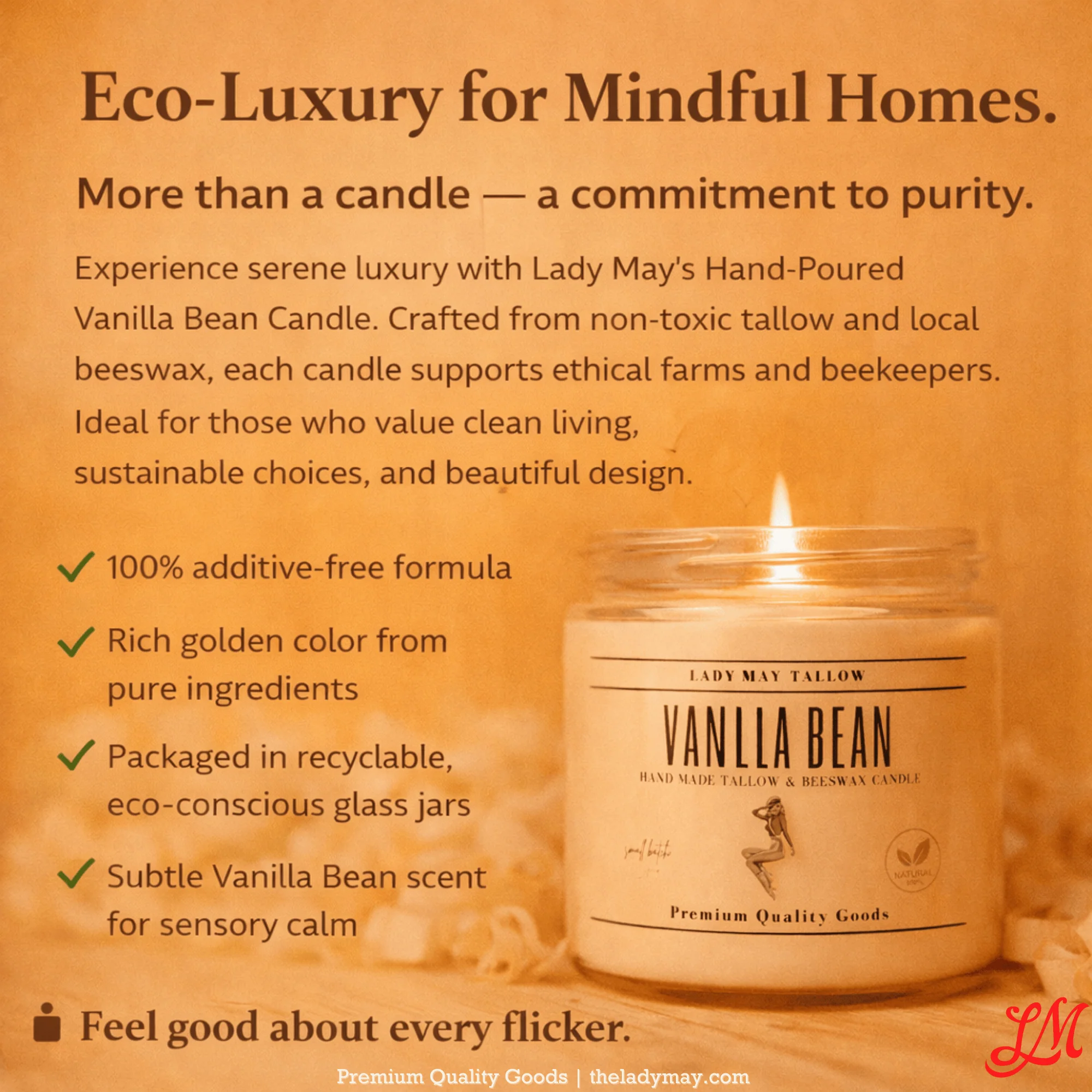 Lady May Tallow "Classic" Tallow & Beeswax Candle 16oz | 7 Natural Scents | Non-Toxic Clean Burning - Image 7