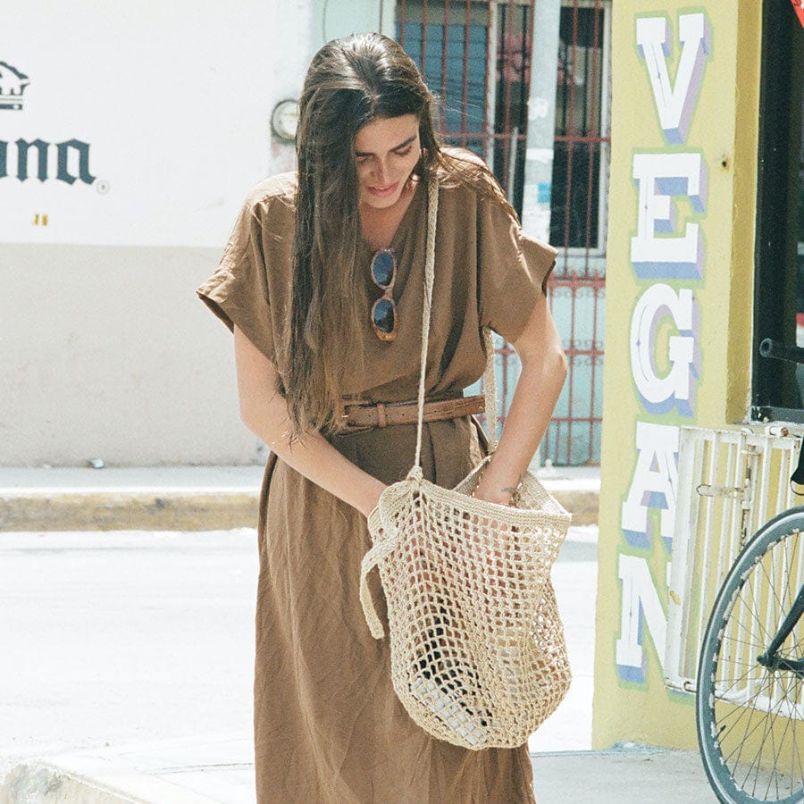 Maria Woven Market Bag, Natural Fiber Strap - Image 3