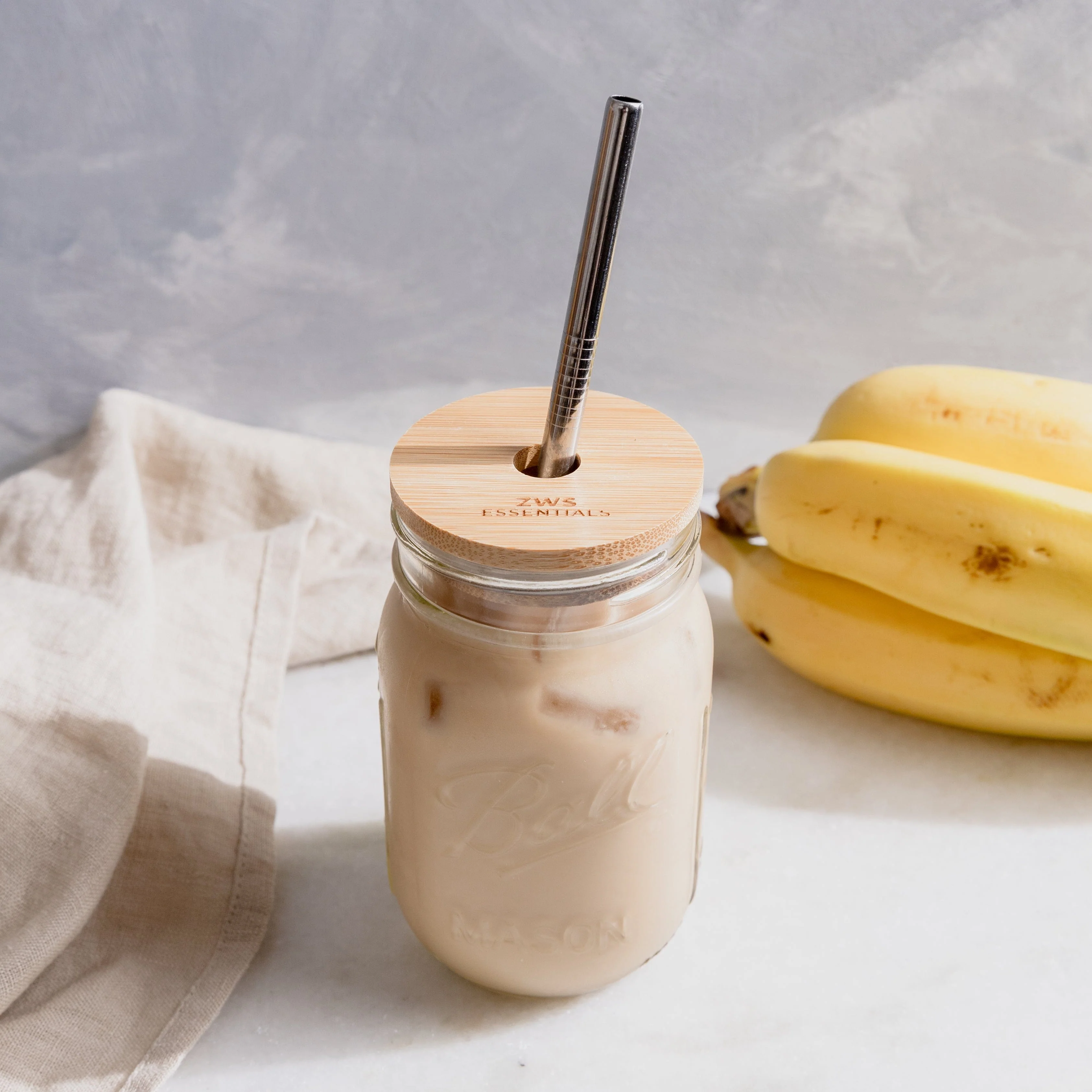 Mason Jar Kit- Mason Jar, Bamboo Lid, Stainless Steel Straw - Image 3