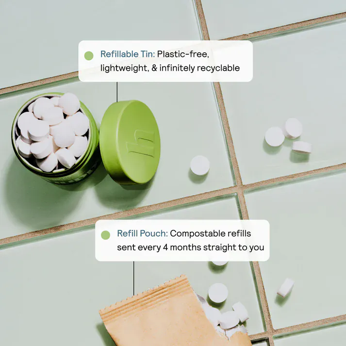 Toothpaste Tablets - Zero Waste Toothpaste - All-Natural, Plastic Free, Refillable, 62 ct. - Image 7