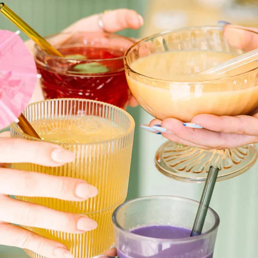 Skinny 6" Glass Cocktail Straw Set - Iridium - Image 5