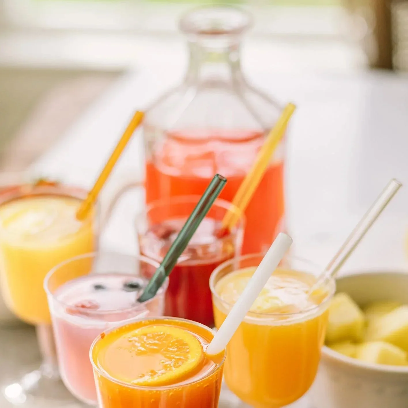 Skinny 6" Glass Cocktail Straw Set - Meadow - Image 6