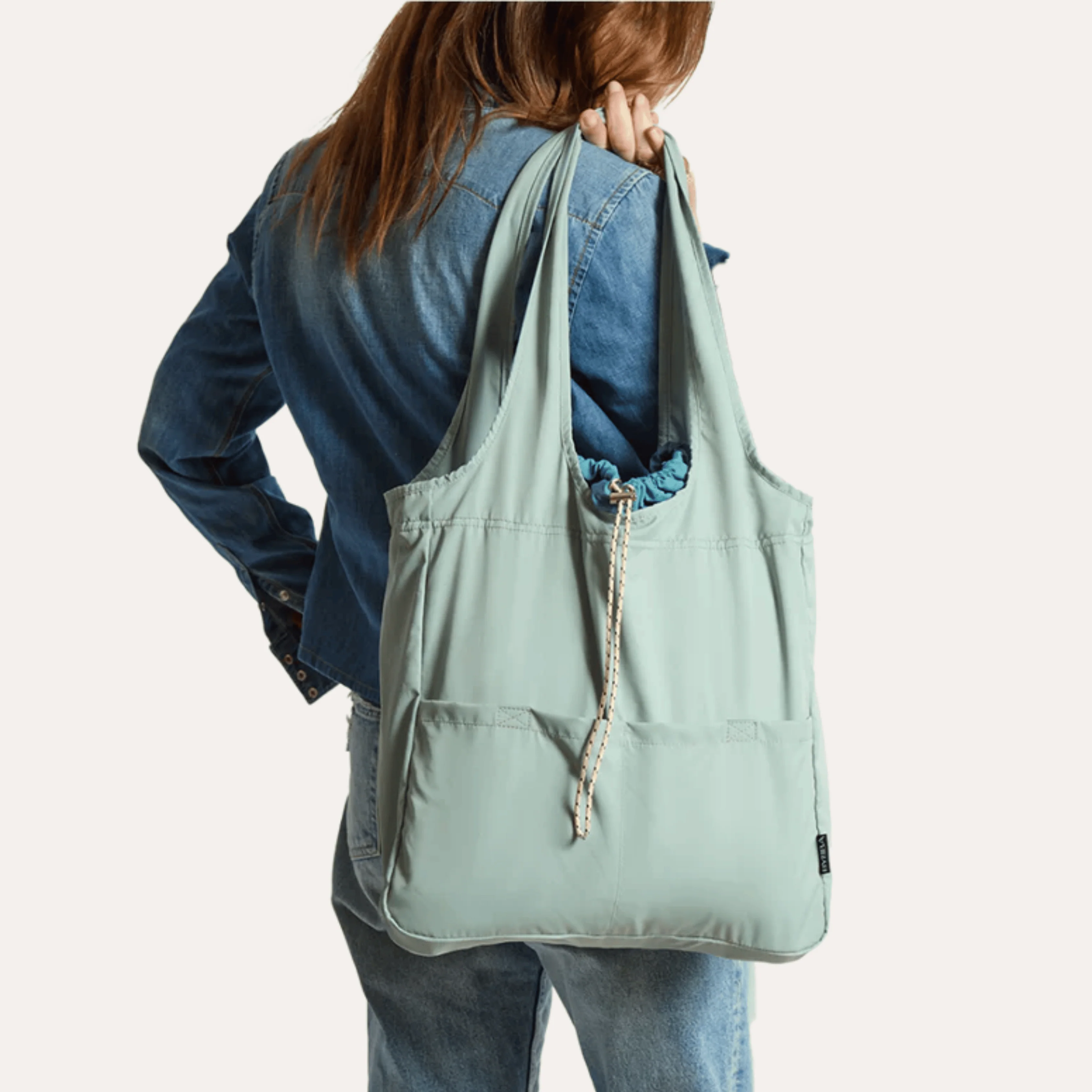 Balos Convertible Tote - Misty Blue - Recycled Plastic Reusable Bag - Image 8