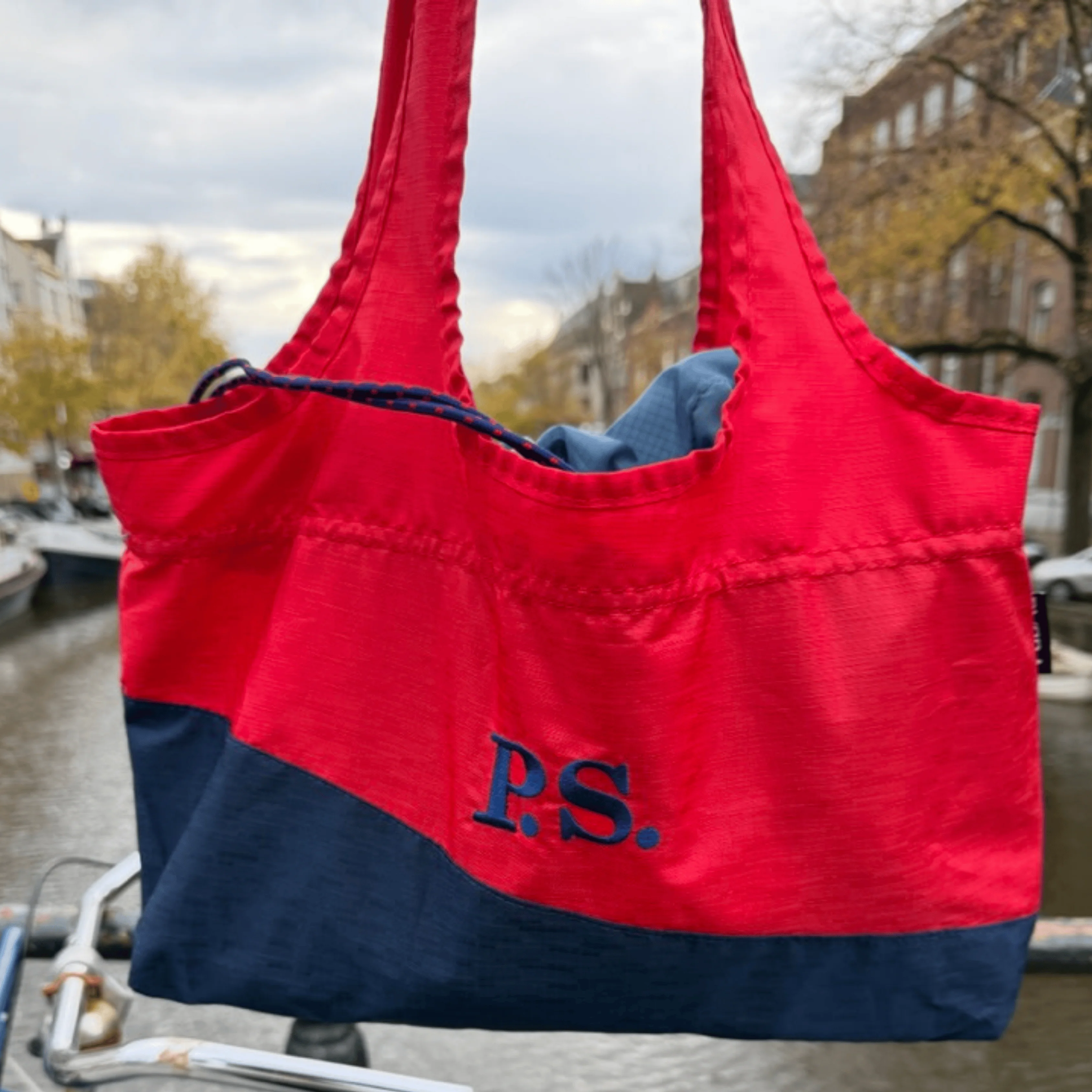 Little Sur Tote - Red Flag - Recycled Nylon Water-Resistant Bag - Image 7