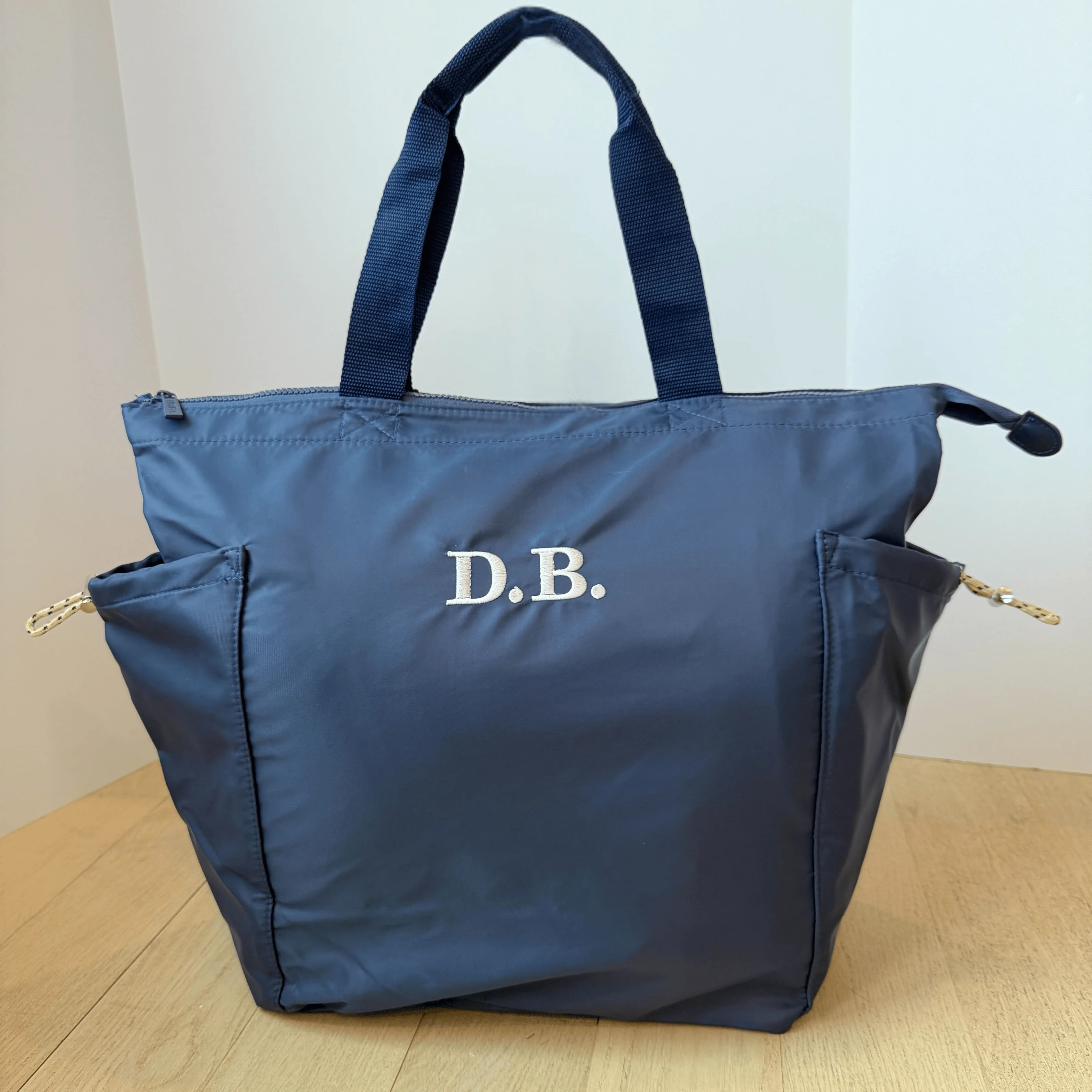Ripple Tote Bag - Navy Seal - Recycled Nylon Zippered Tote - Image 7