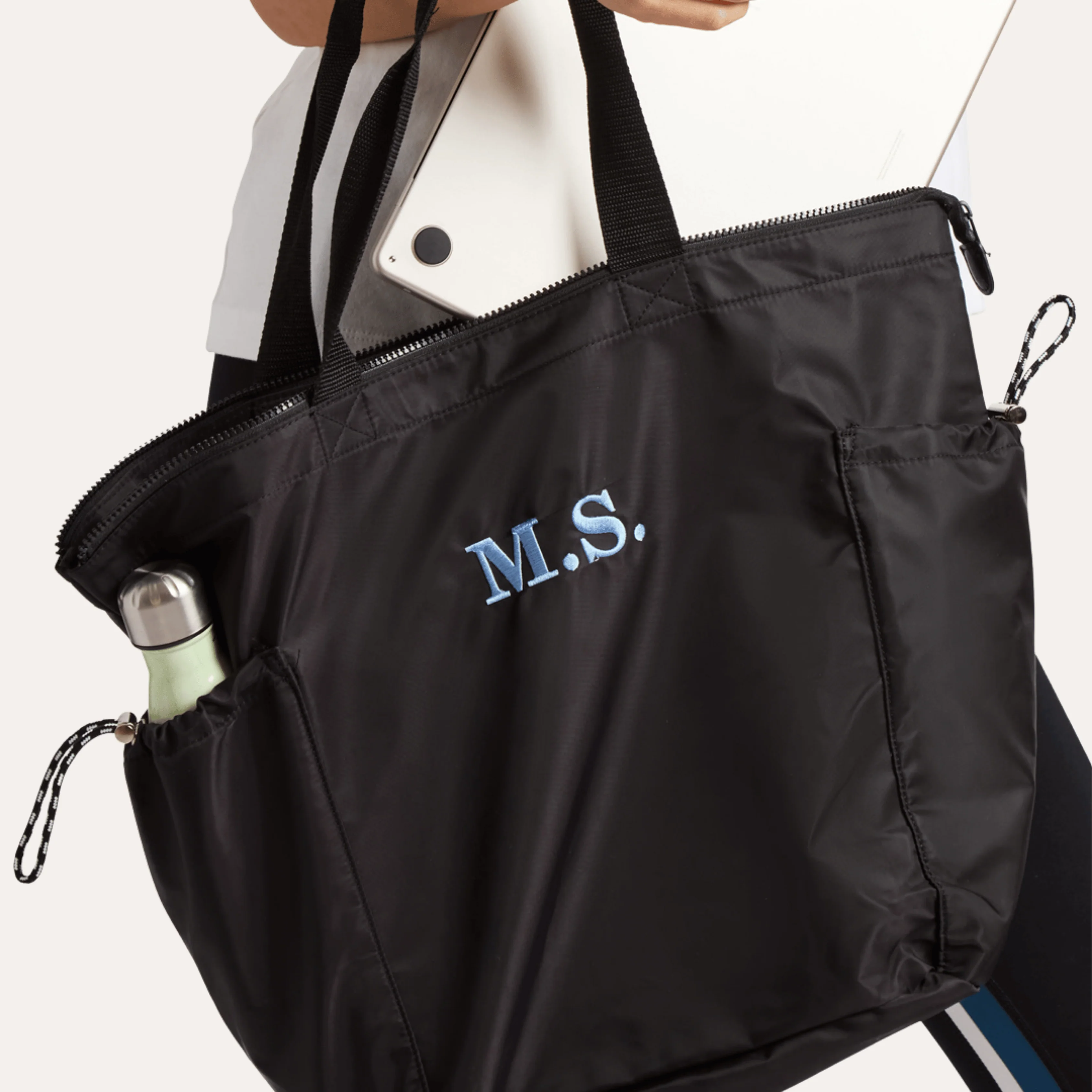 Ripple Tote Bag - Stingray Black - Recycled Nylon Zippered Tote - Image 7