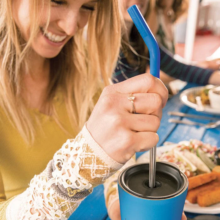 Tumbler Straw Lid with Reusable Steel Straw - Image 2