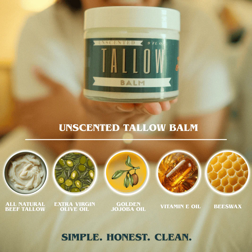 Unscented Tallow Balm | Natural Beef Tallow Vitamin E, Jojoba Moisturizer for Face & Body |Clean, Preservative-Free Skincare by Lady May - Image 3