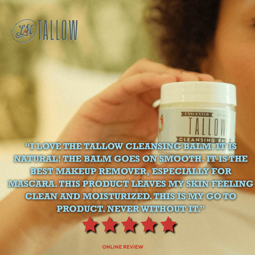 Unscented Tallow Cleansing Balm | Natural Makeup Remover & Deep Moisturizing Cleanser | Grass-Fed Beef Tallow with Castor Oil - Image 3