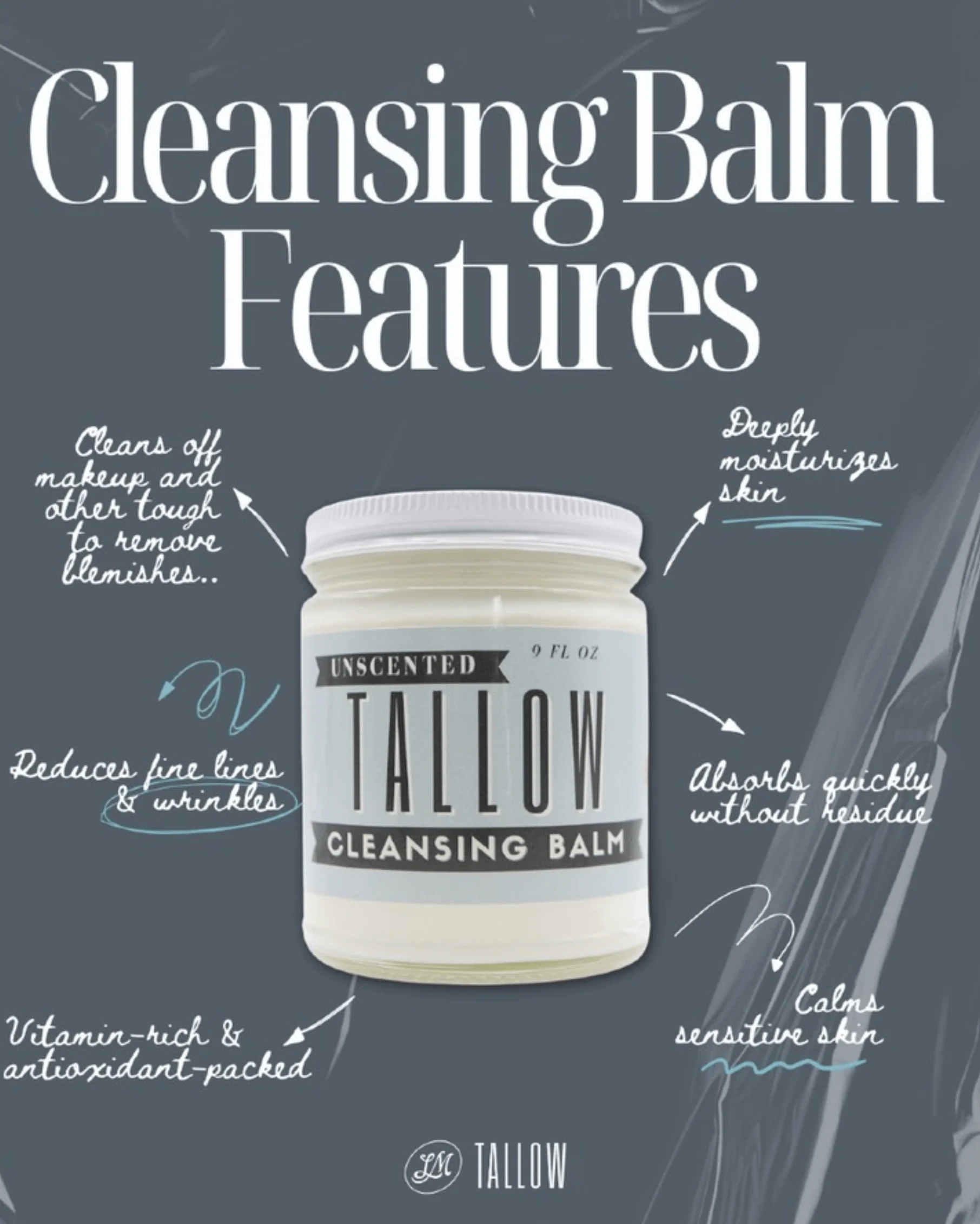 Unscented Tallow Cleansing Balm | Natural Makeup Remover & Deep Moisturizing Cleanser | Grass-Fed Beef Tallow with Castor Oil - Image 6
