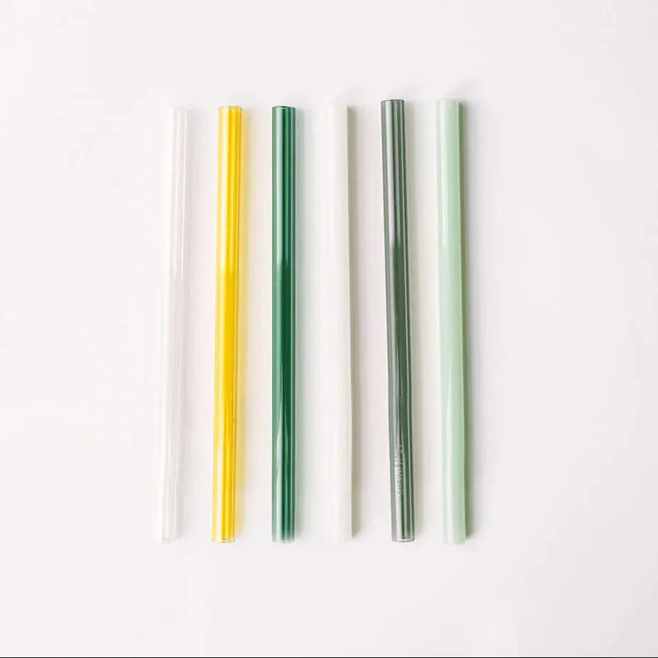 Wide 10" Glass Straw Set - Fjord Mist