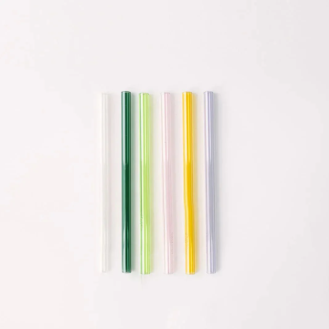 Wide 10" Glass Straw Set - Meadow