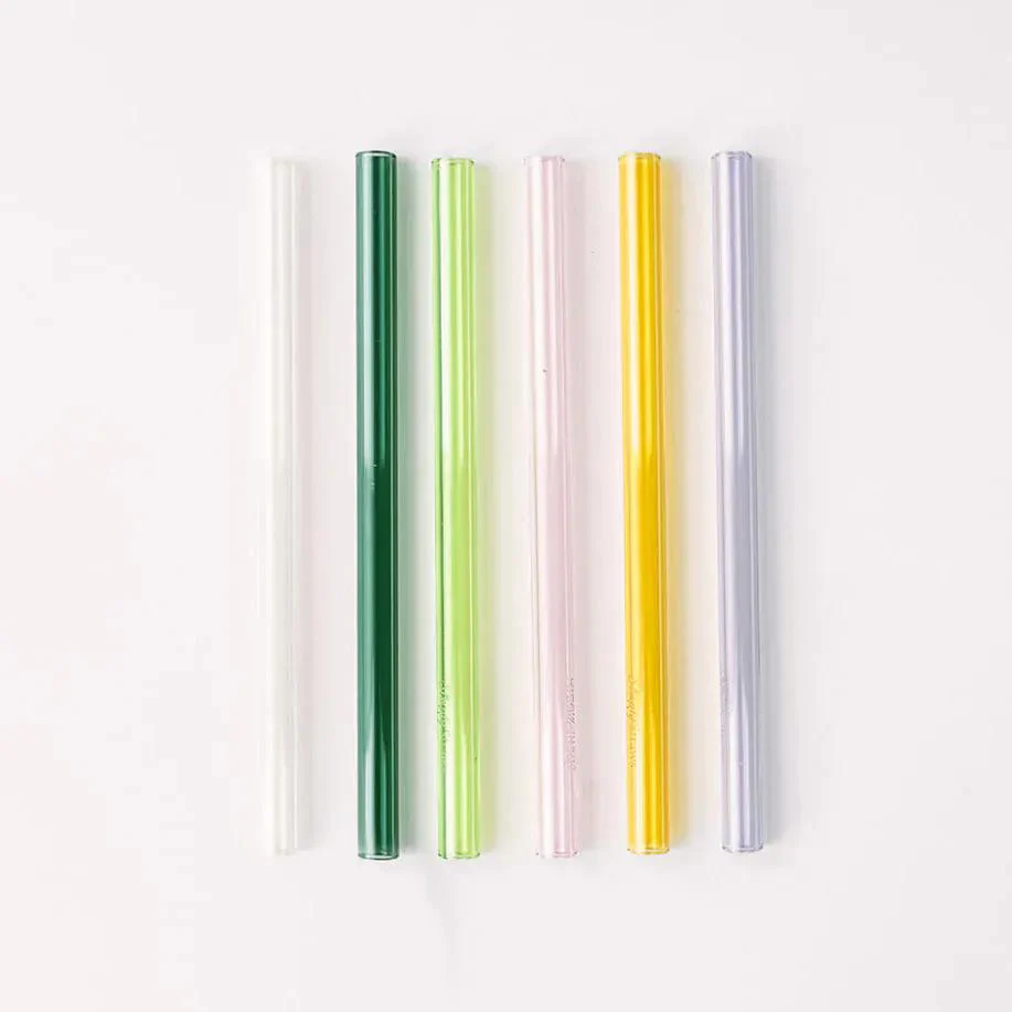 Wide 8" Glass Straw Set - Meadow