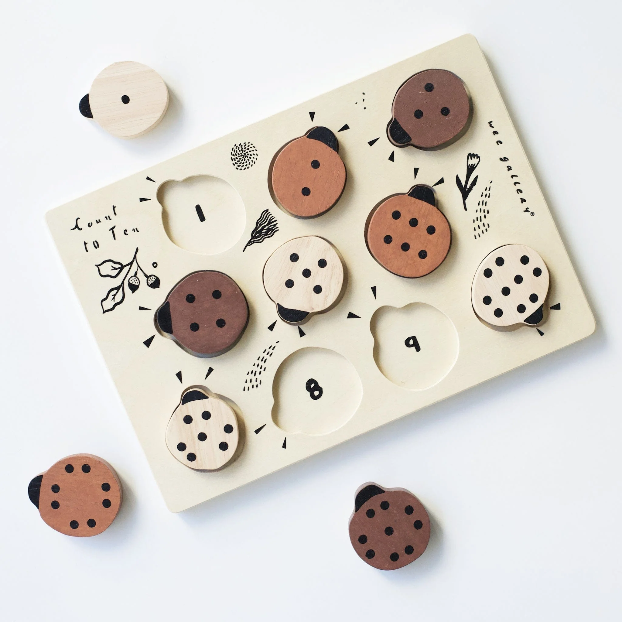 Wooden Tray Puzzle - Count to 10 Ladybugs - Image 2