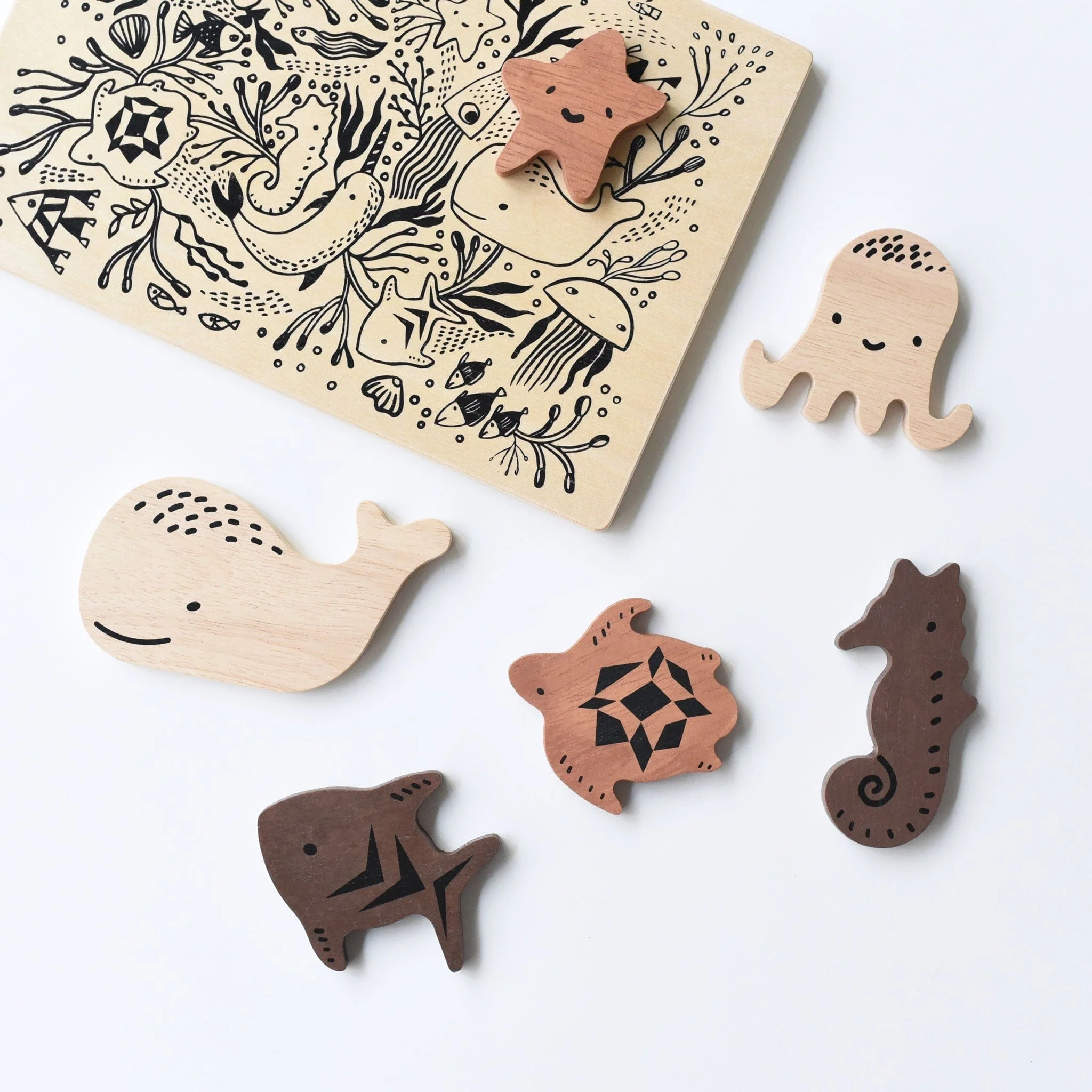 Wooden Tray Puzzle - Ocean Animals - Image 3