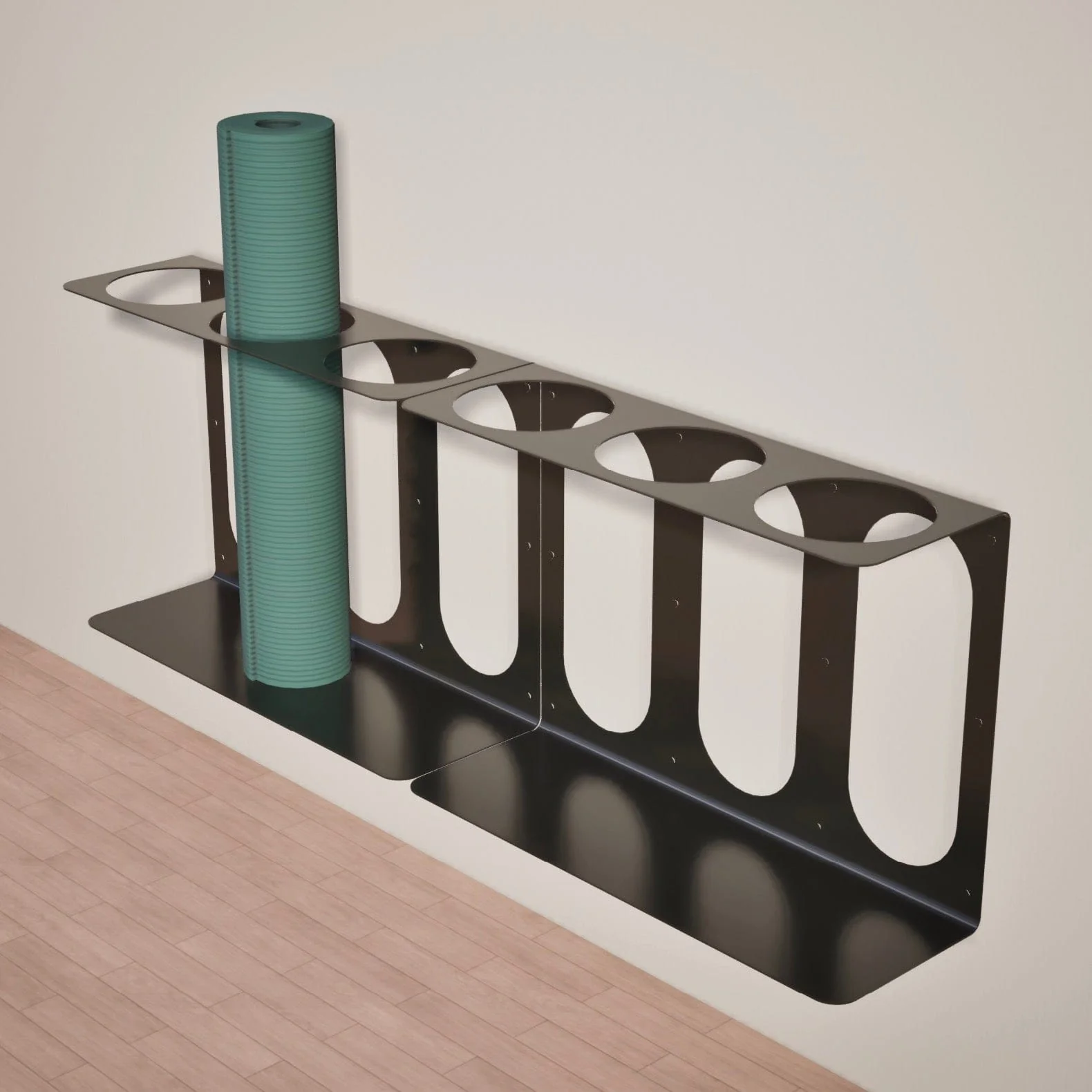 Yoga Mat Wall Bracket, Holds 3 Mats/Rollers - Image 2