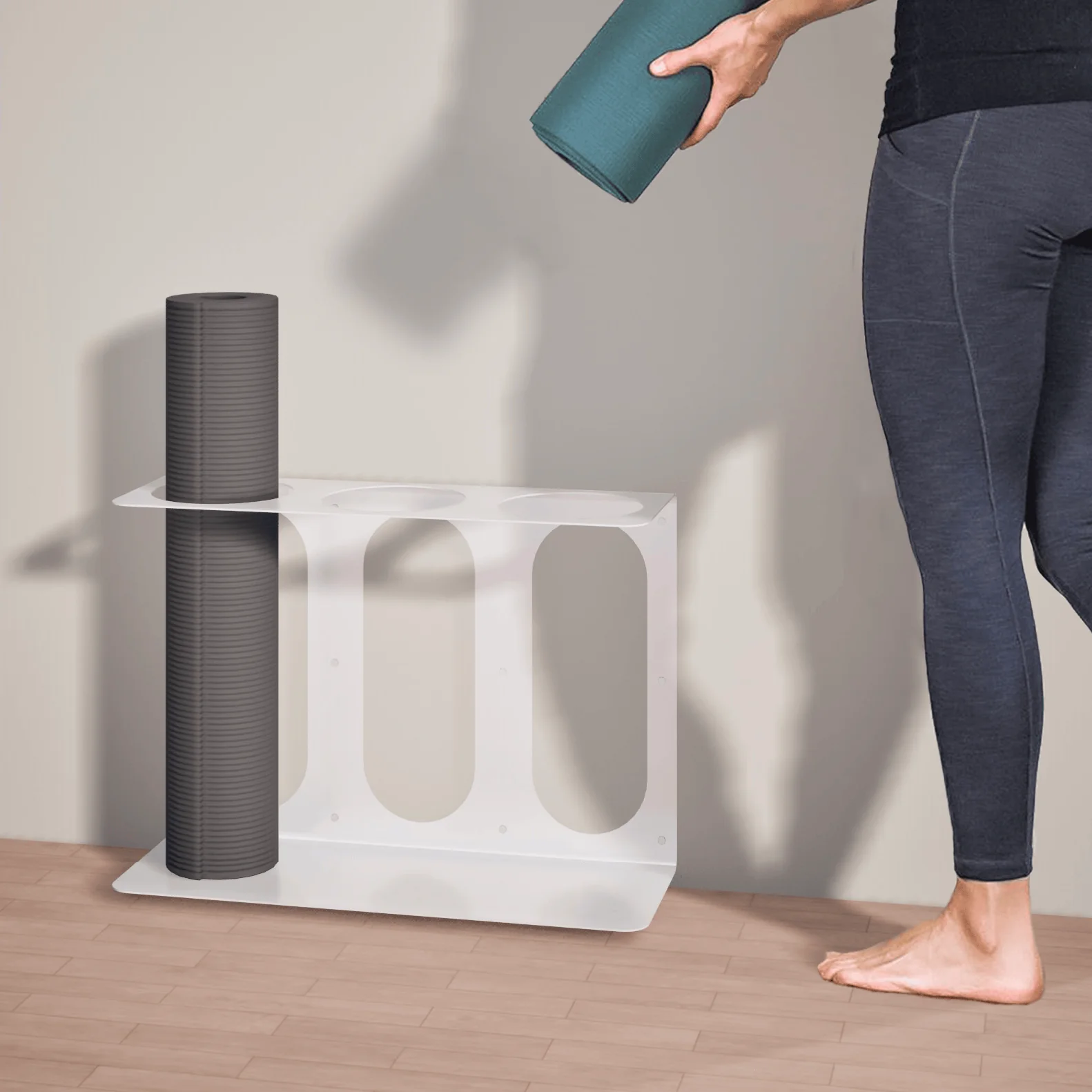 Yoga Mat Wall Bracket, Holds 3 Mats/Rollers - Image 3