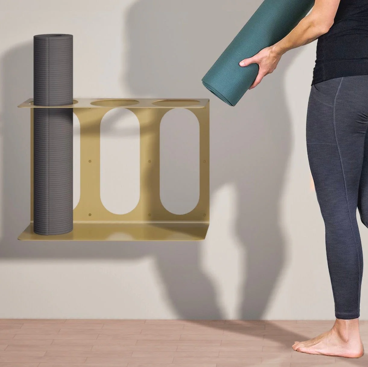 Yoga Mat Wall Bracket, Holds 3 Mats/Rollers - Image 5