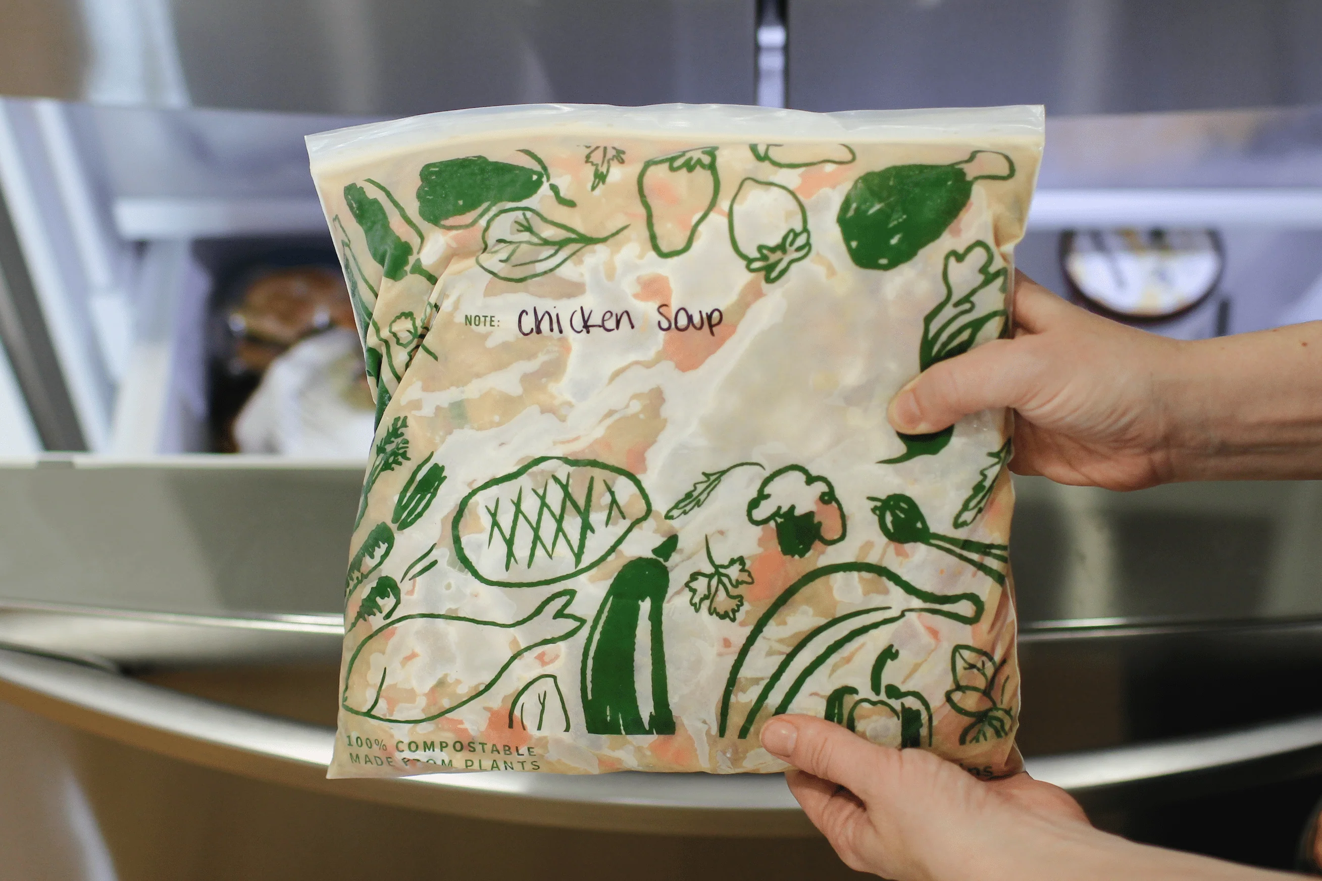 Compostable Gallon Storage Bags – Freezer-Safe Resealable Zip Bags