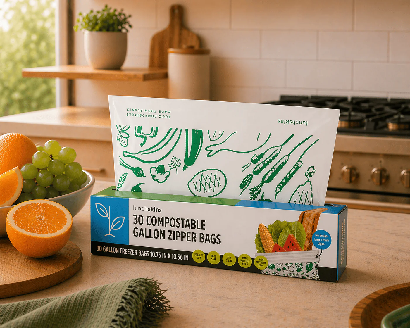 Compostable Gallon Storage Bags – Freezer-Safe Resealable Zip Bags - Image 2